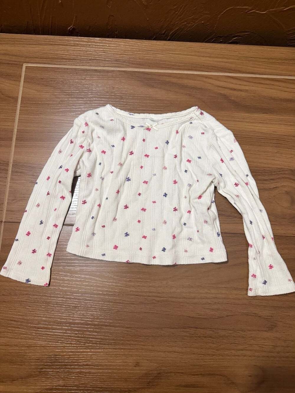Gap Kids Long Sleeve Pointelle Shirt White Floral